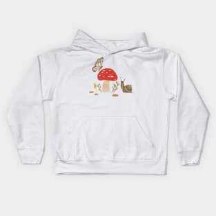 Goblincore Snail meets butterfly Kids Hoodie